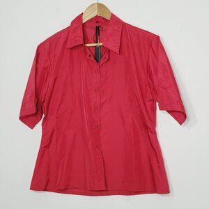 Ana Nonza NEW Red Short Sleeve Buttons Blouse Business Casual Shirt Collared NWT
